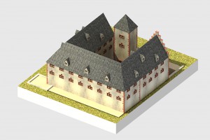 virtuell rekonstruierte Ansicht des Schlosses von Südosten - © TBM - Timo Breidenbach Medienservice